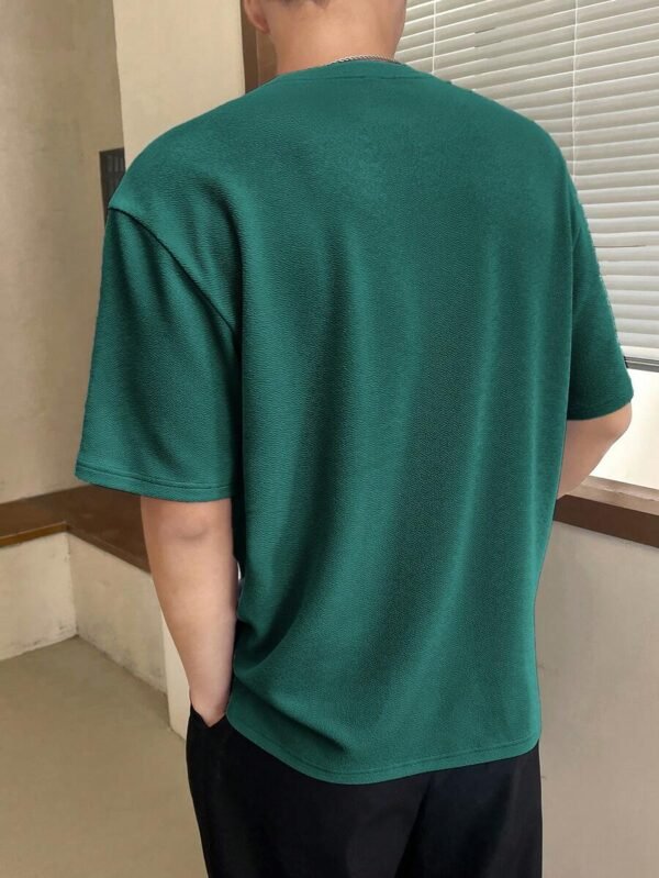 Camiseta Holgada De Hombros Caídos Para Hombre En Color Sólido - Imagen 2