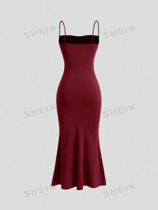 Vestido de tirantes unicolor fruncido - Imagen 2