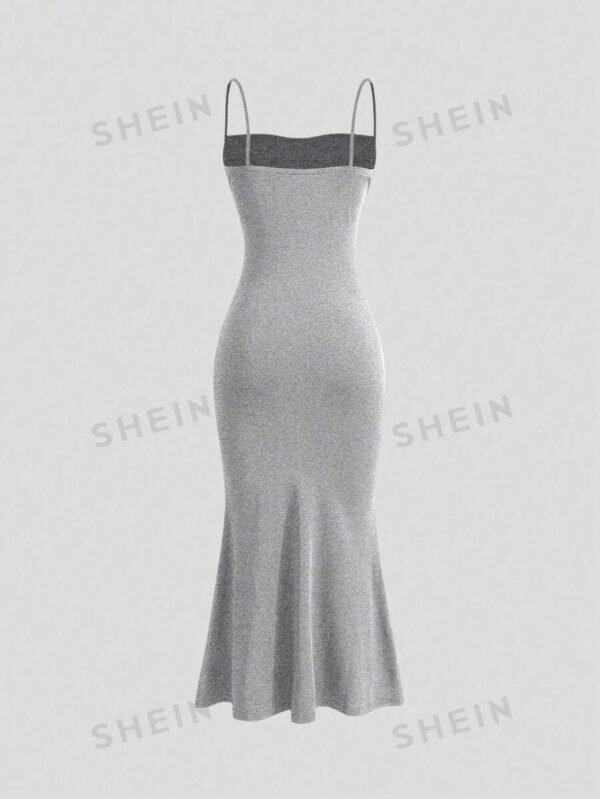 Vestido de tirantes escote drapeado fruncido bajo sirena - Imagen 2
