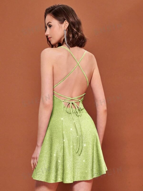 Vestido de tirantes de espalda abierta con cordón brillante - Imagen 2