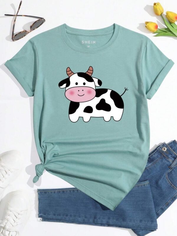 Camiseta De Manga Corta Con Estampado De Vaca