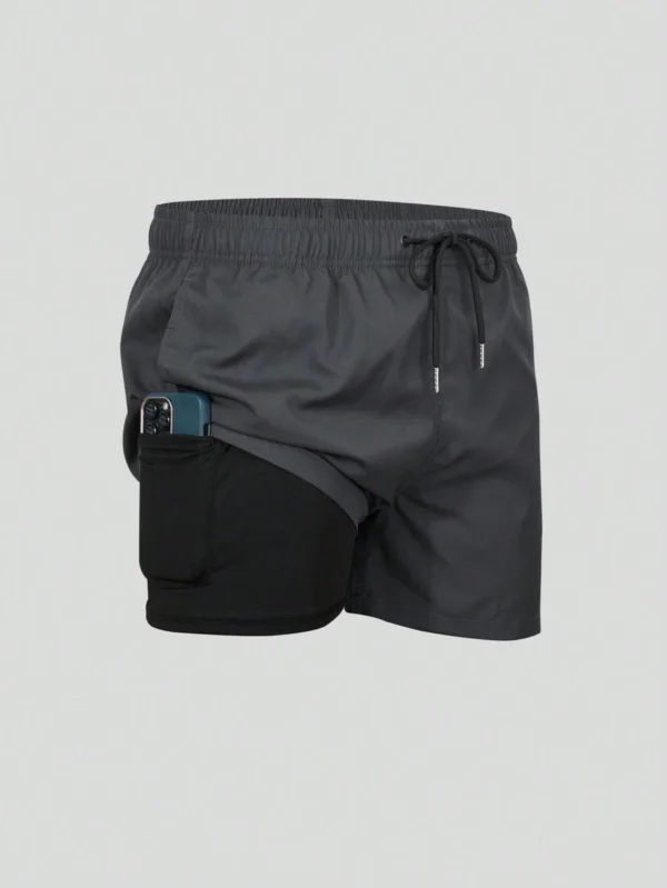 Hombres Shorts de natación de cintura con cordón con bolsillo lateral con solapa