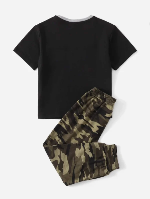 Conjunto De Top Y Pantalones Con Paneles De Camuflaje Para Niños Jóvenes - Imagen 2