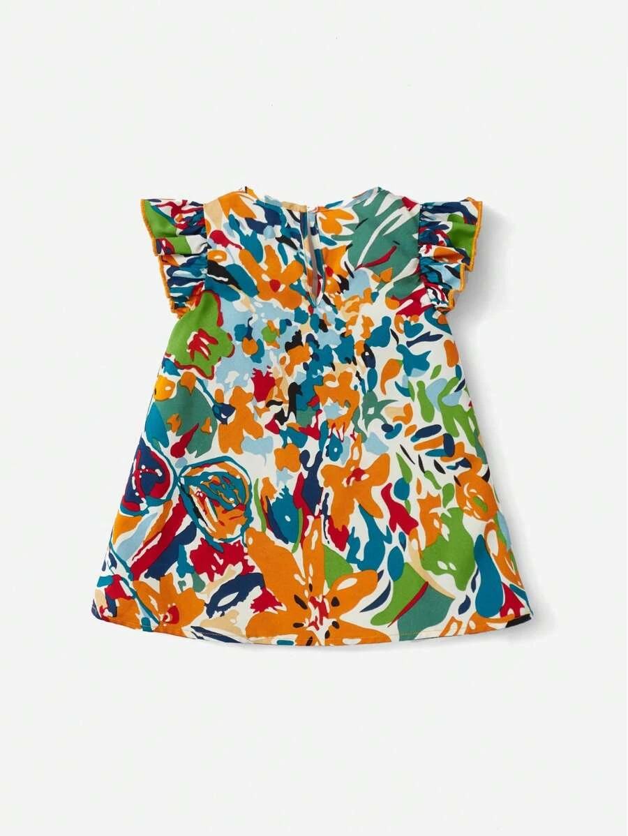 Vestido De Niña Bebé Con Mangas De Mariposa, Con Estampado Floral - Imagen 2