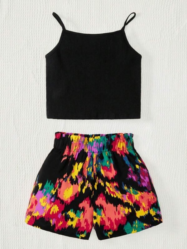 Chicas unicolor Top de tirantes & de tie dye Shorts - Imagen 2