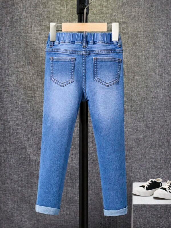 Jeans Lavados Para Niño Joven Con Cintura Elástica - Imagen 2