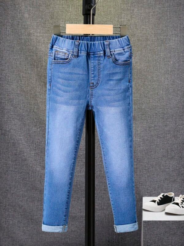 Jeans Lavados Para Niño Joven Con Cintura Elástica - Imagen 3