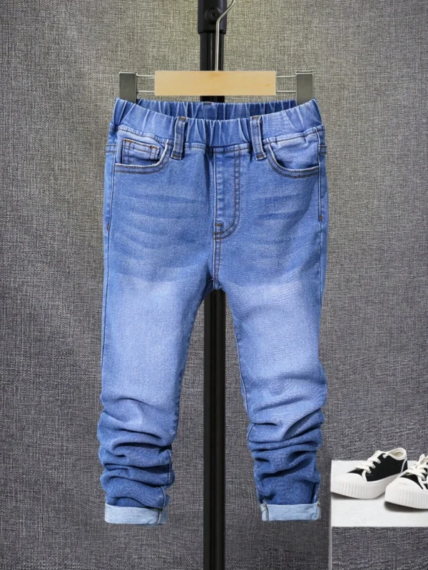 Jeans Lavados Para Niño Joven Con Cintura Elástica