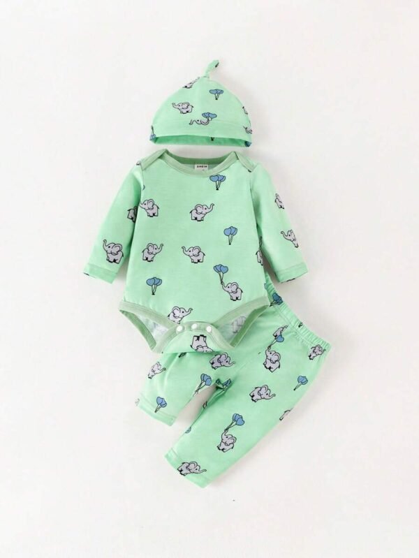 Bebé niño Body con estampado de dibujos animados con pantalones & Sombrero