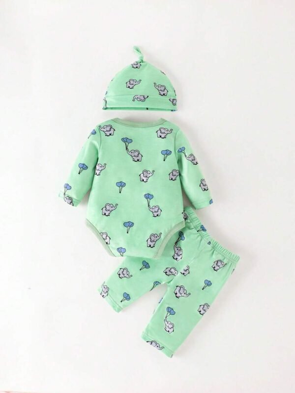 Bebé niño Body con estampado de dibujos animados con pantalones & Sombrero - Imagen 2