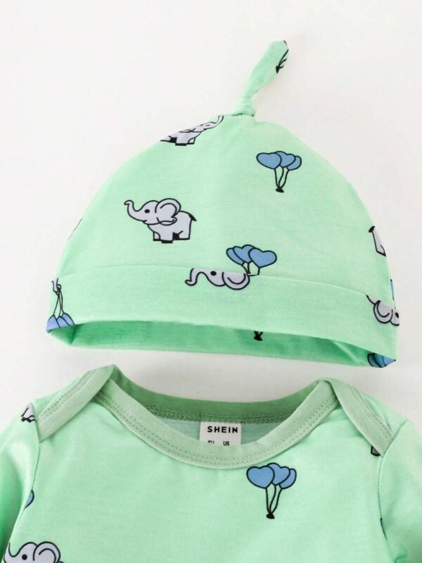 Bebé niño Body con estampado de dibujos animados con pantalones & Sombrero - Imagen 3