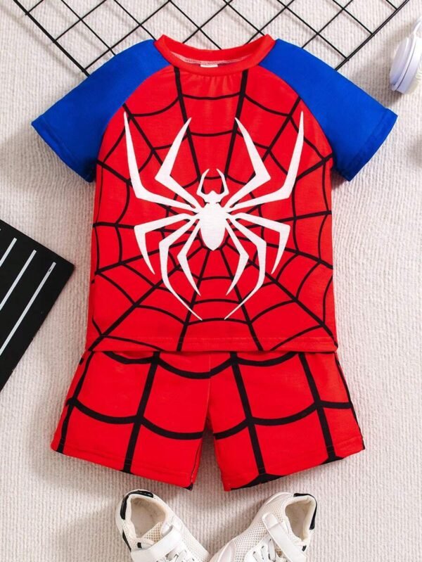 Conjunto De Dos Piezas Para Joven Con Bloqueo De Colores E Impresión De Telaraña