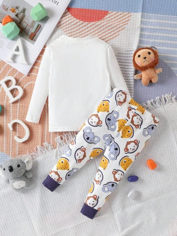 Conjunto De Ropa De Bebé Para Niño Ajustado Y Cómodo Con Estampado De Cabeza De Animal - Imagen 2