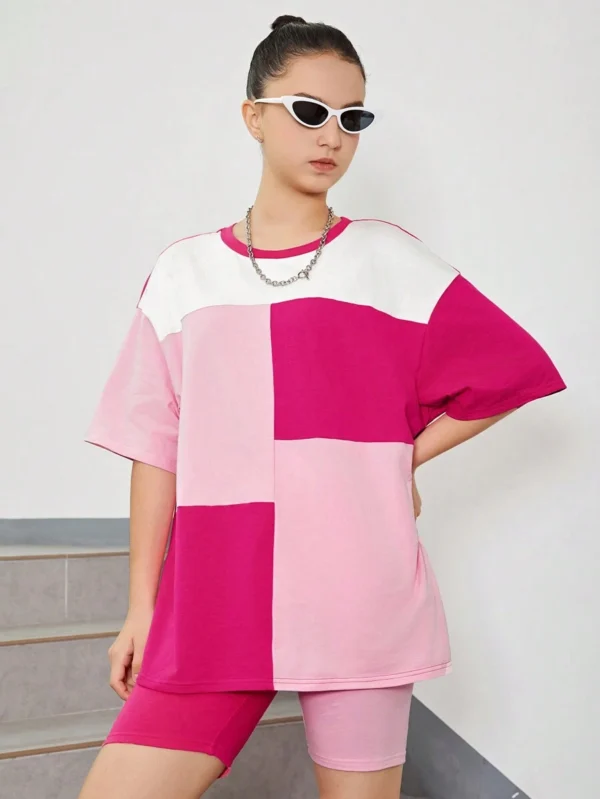 Conjunto Casual De 2 Piezas Para Chicas Adolescentes Con Camiseta De Manga Corta Y Shorts - Imagen 3