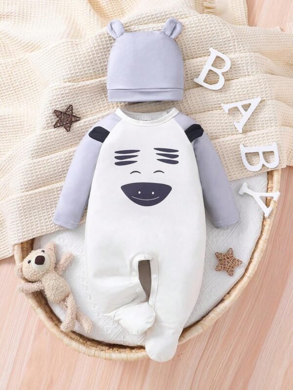 Conjunto De Ropa Interior Con Capucha De Manga Larga Con Estampado De Animales