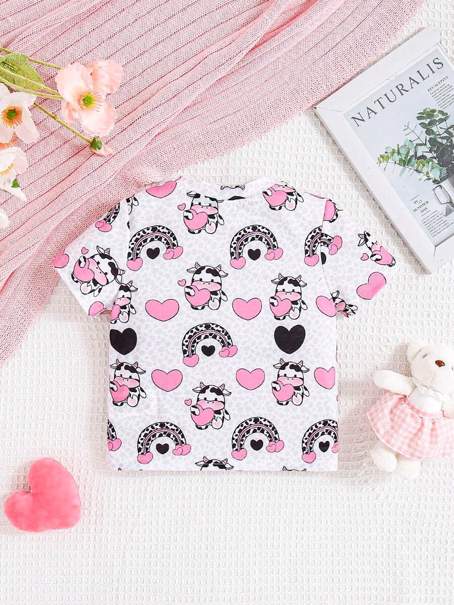 SHEIN Camiseta De Manga Corta Con Estampado De Vaca De Dibujos Animados - Imagen 2