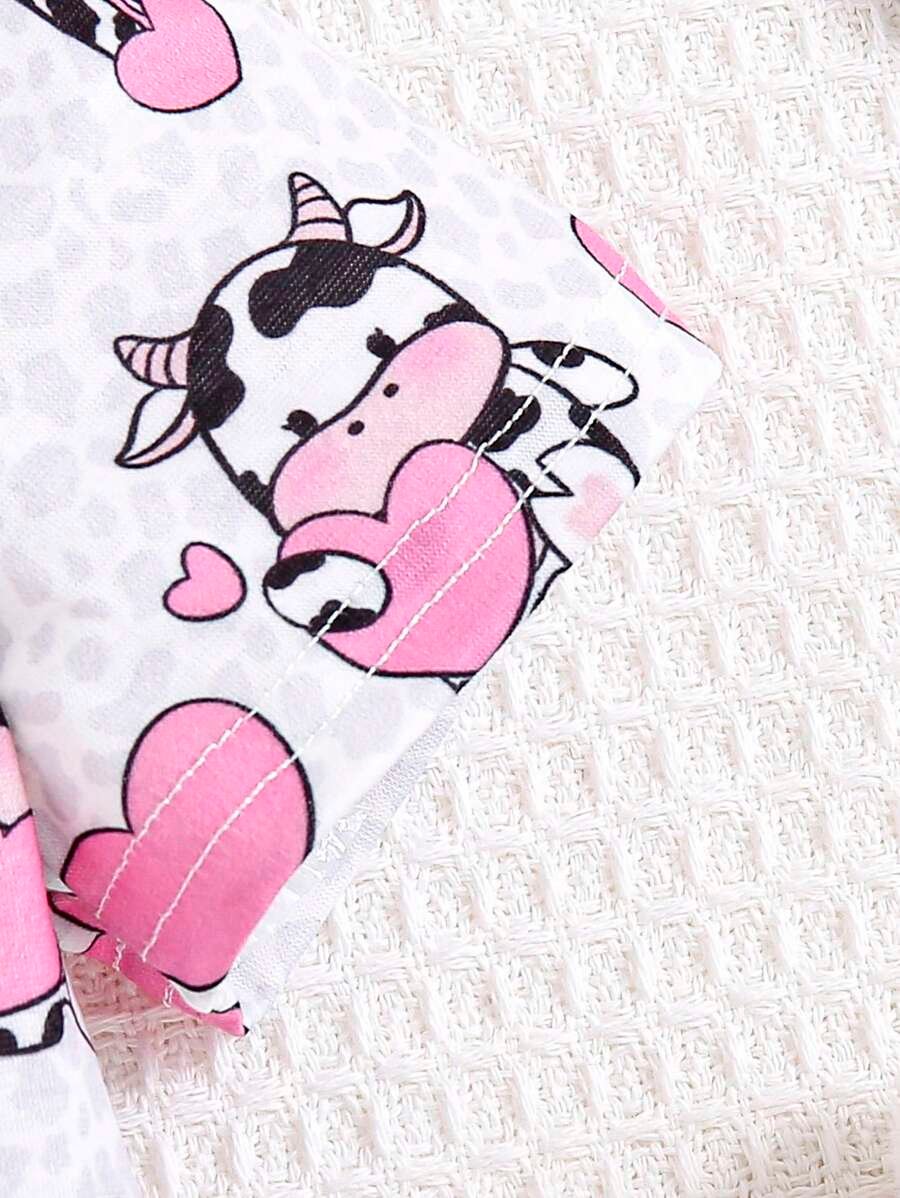 SHEIN Camiseta De Manga Corta Con Estampado De Vaca De Dibujos Animados - Imagen 3