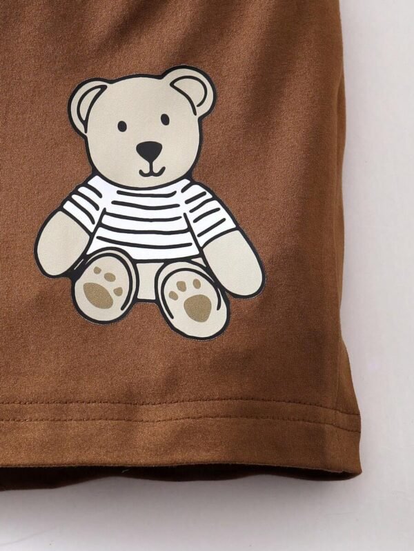 Conjunto de 2 piezas: una camiseta y un pantalón corto para niños con diseño de osito - Imagen 3