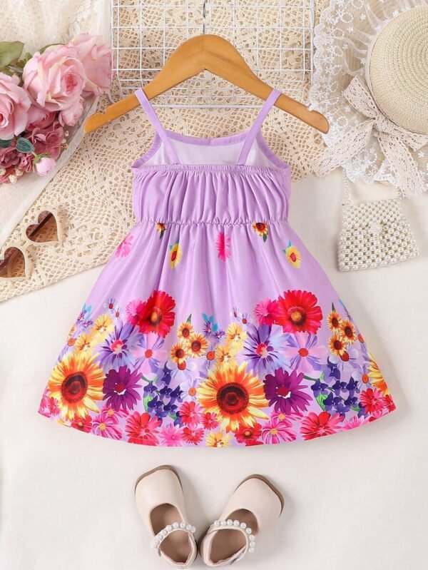 Vestido De Niña Con Tirantes De Estampado Floral - Imagen 2