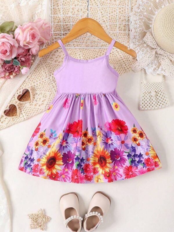 Vestido De Niña Con Tirantes De Estampado Floral