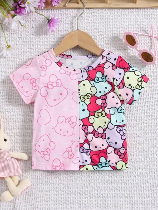 Top Bloque De Color Impreso De Lindo Gato Para Niños Pequeños