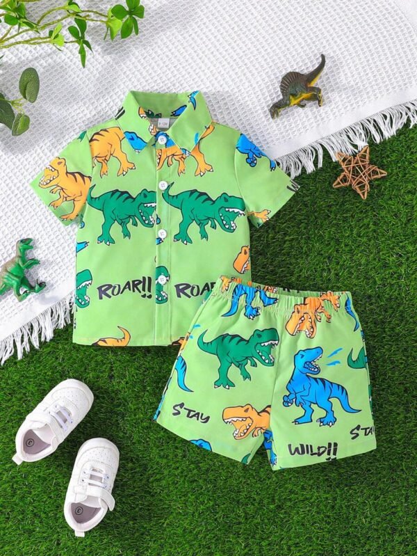 Camisa Y Shorts De Bebé Con Impresión De Dinosaurio Para Niño