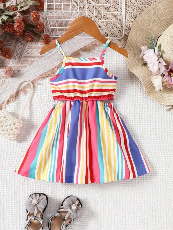 Vestido De Tirantes A Rayas Hueco Para Niñas Bebés