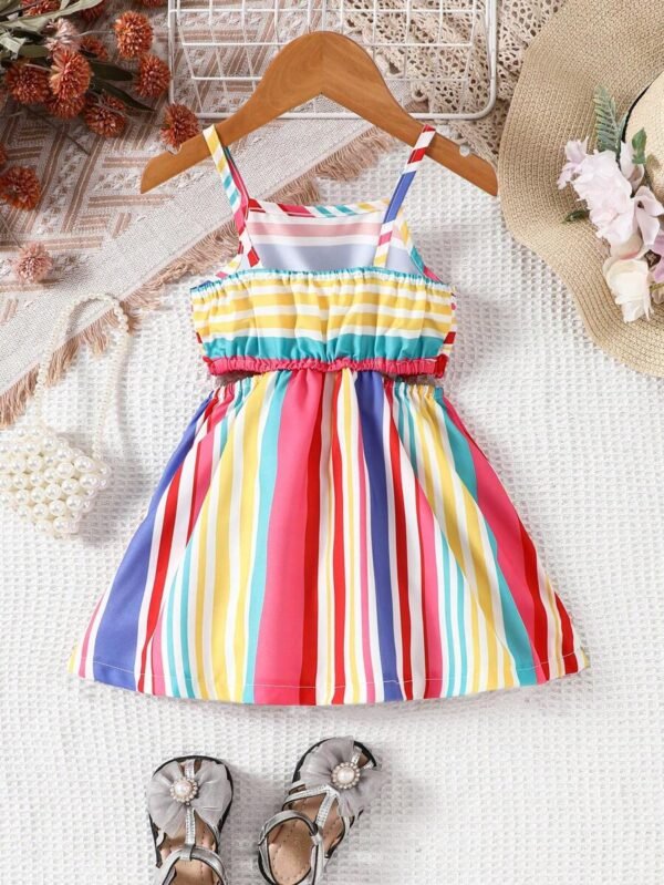 Vestido De Tirantes A Rayas Hueco Para Niñas Bebés - Imagen 2