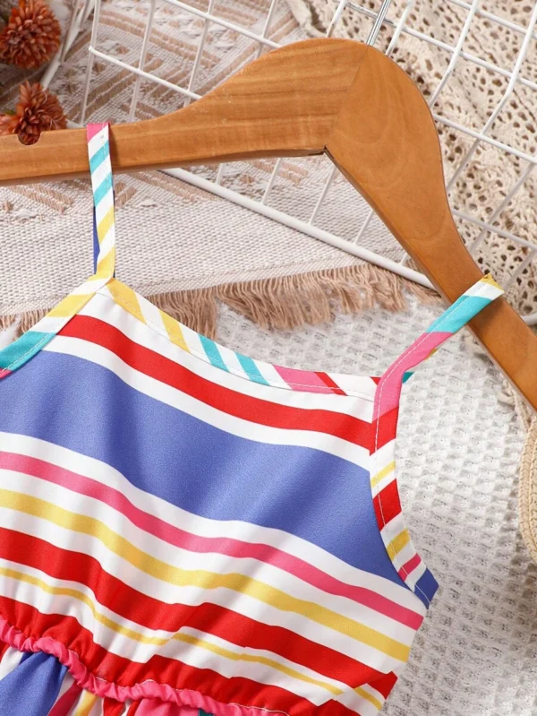 Vestido De Tirantes A Rayas Hueco Para Niñas Bebés - Imagen 3
