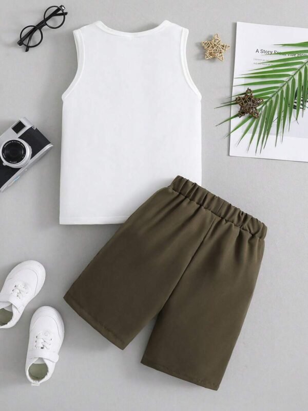 Conjunto De Tanque Y Pantalones Cortos Con Letras Impresas Para niño Pequeño - Imagen 2