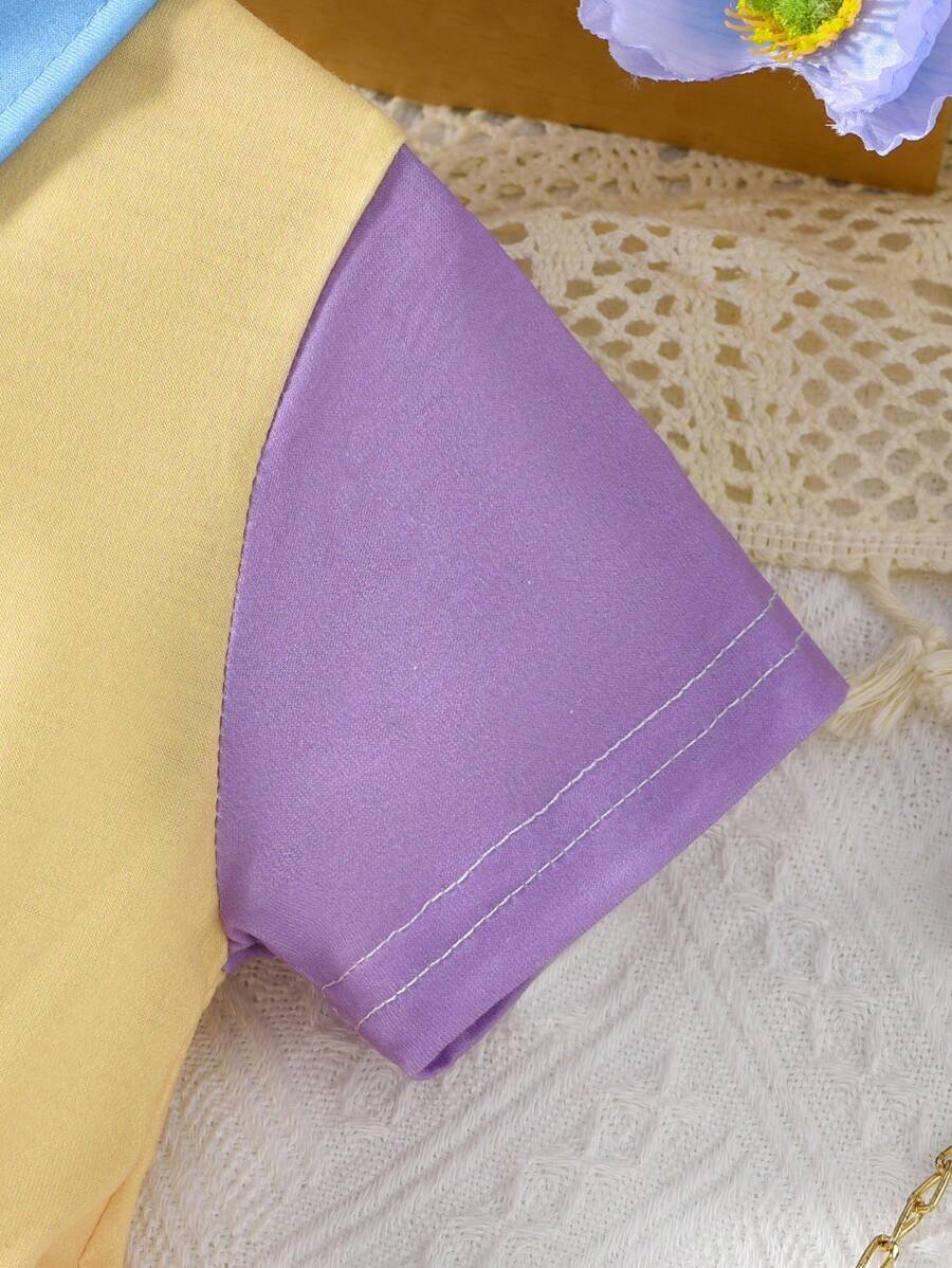 Vestido De Manga Corta De Punto De Estilo Polo Para Niña Pequeña - Imagen 3