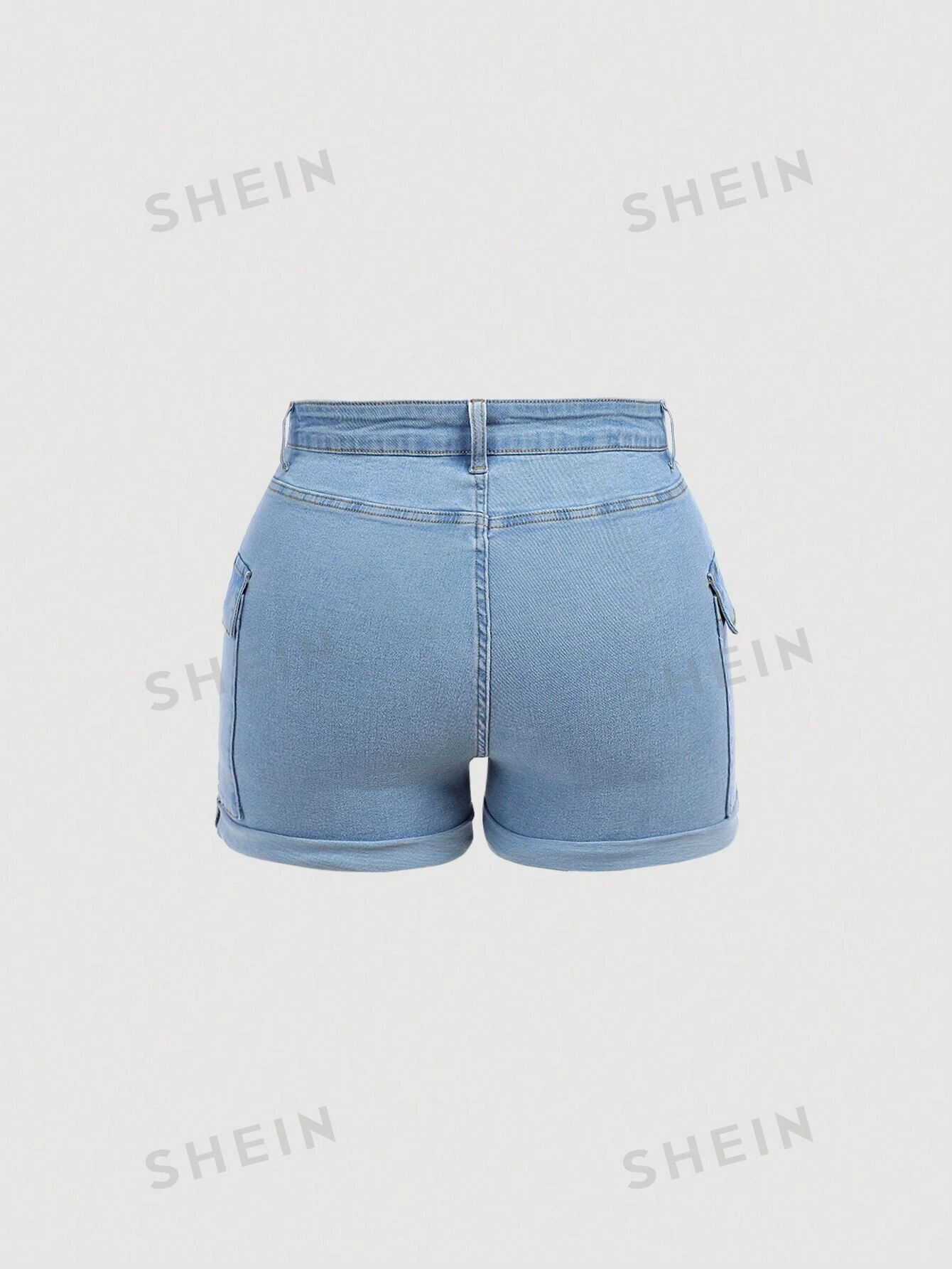 Shorts sexy de mezclilla azul ajustados a la figura y elásticos - Imagen 4