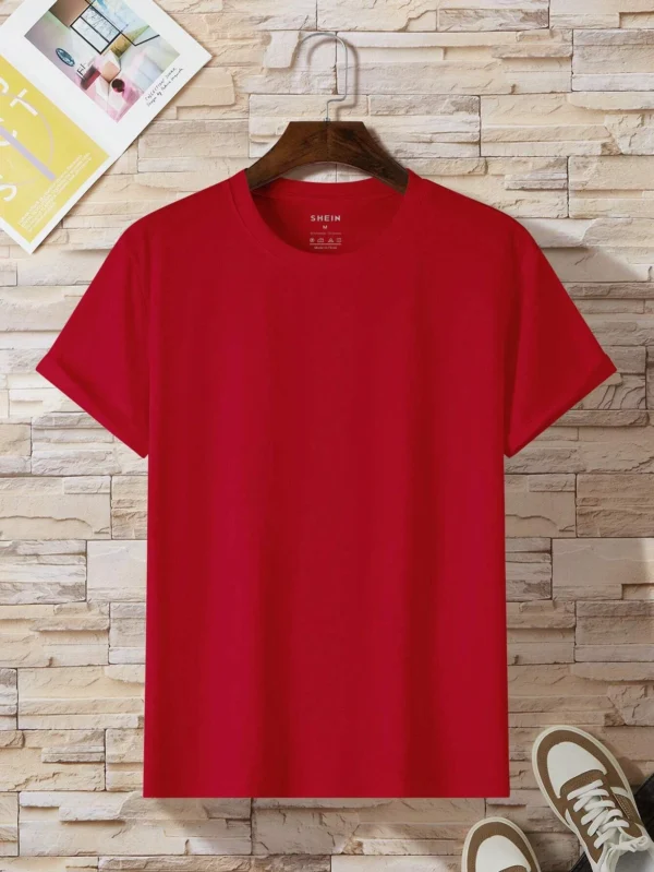 Camiseta unicolor de cuello redondo