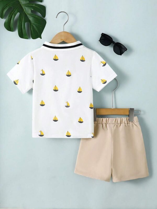 Traje Casual Lindo Con Cuello Vuelto Para Niños Pequeños Para El Verano - Imagen 2