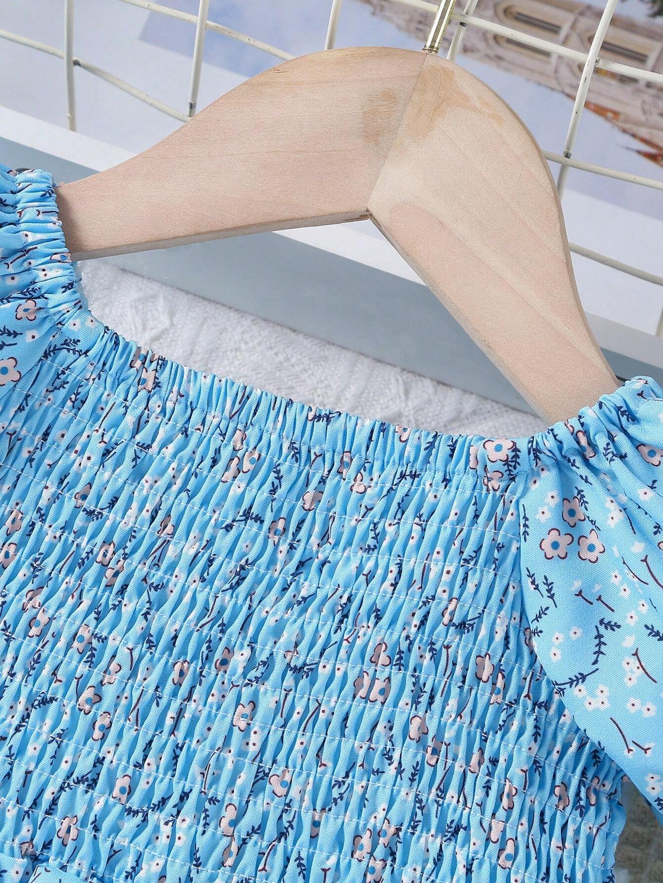 Vestido Con Corpiño Fruncido Y Mangas Con Estampado Floral - Imagen 2