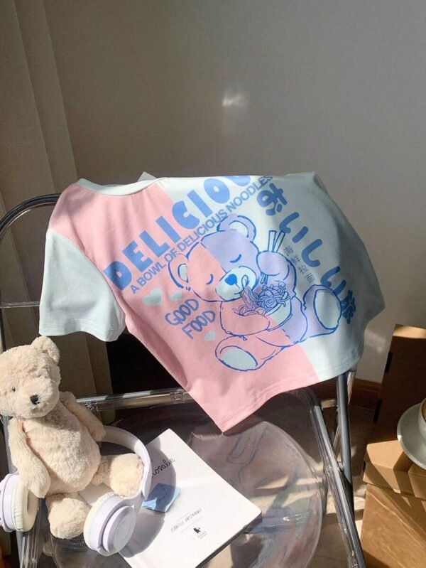 Camiseta De Manga Corta Informal Con Estampado De Oso