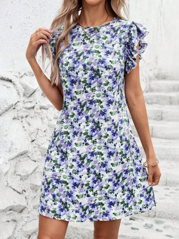 Vestido de flores pequeñas con dobladillo de volantes - Imagen 3