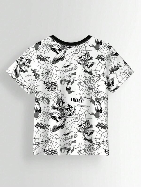 Camiseta Casual De Manga Corta Con Cuello Redondo Y Patrón De Spiderman - Imagen 2