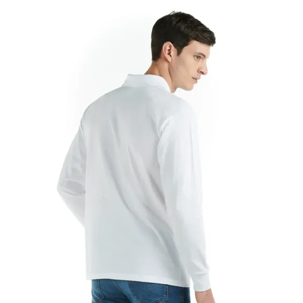 Playera Polo Piqué Manga Larga Blanco - Imagen 2
