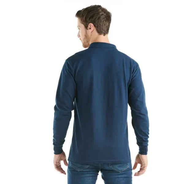 Playera cuello polo manga larga azul marino - Imagen 2