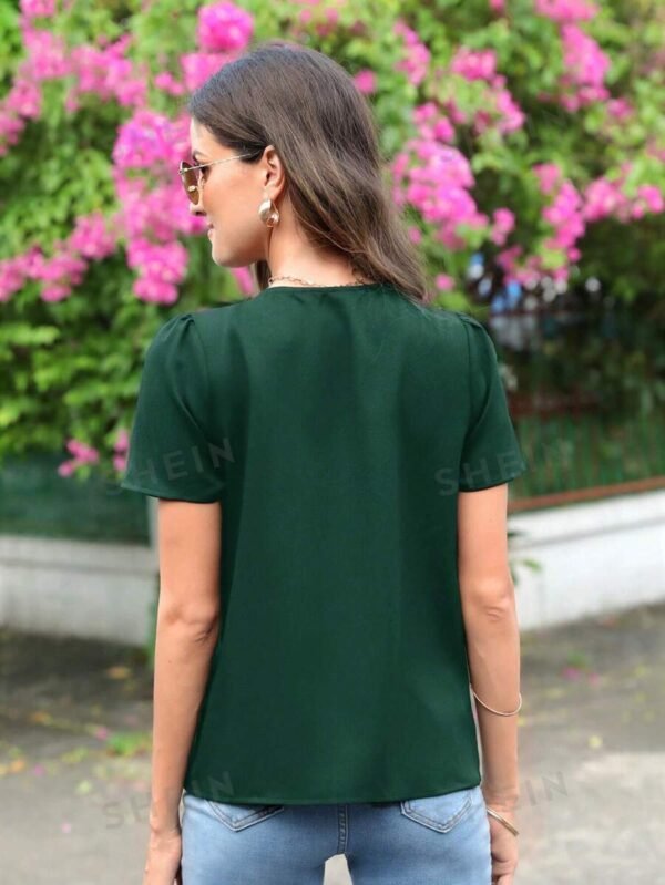 Blusa ribete en abanico de manga farol - Imagen 2