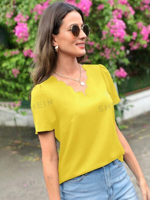 Blusa ribete en abanico de manga farol