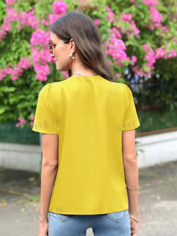 Blusa ribete en abanico de manga farol - Imagen 2