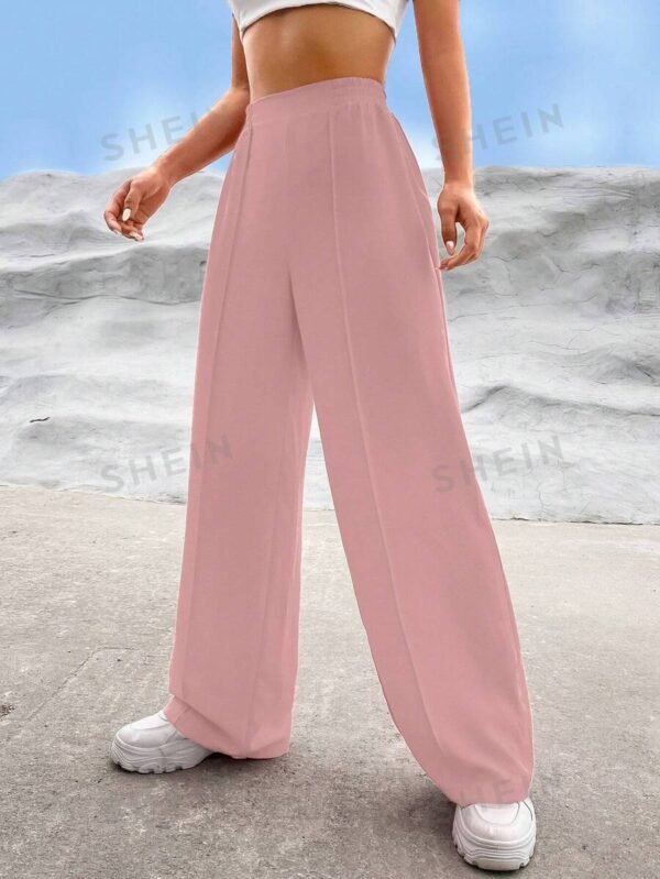 Pantalones unicolor de talle alto - Imagen 3