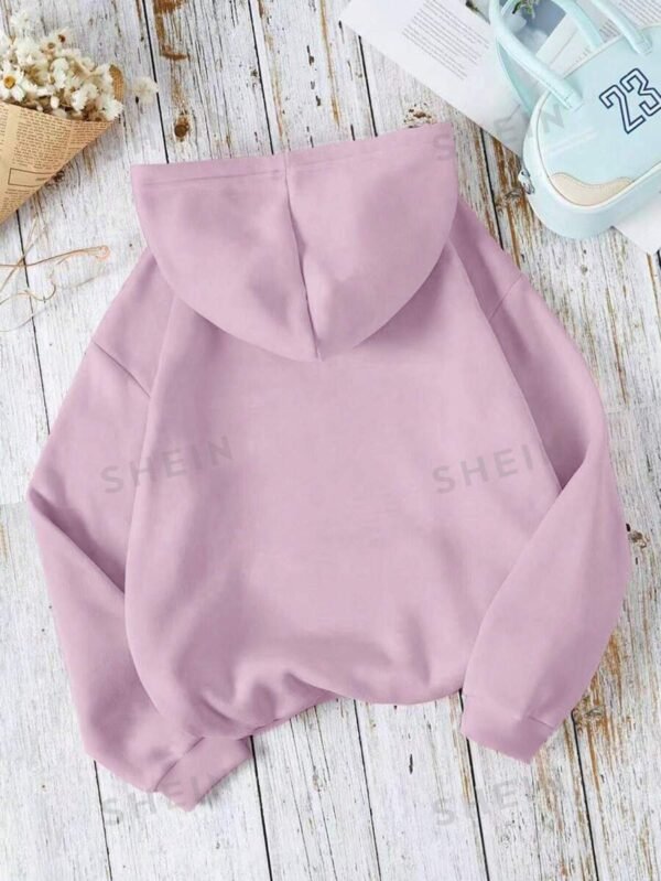 Sudadera Con Capucha Para Mujeres De Color Sólido Con Cordón - Imagen 2