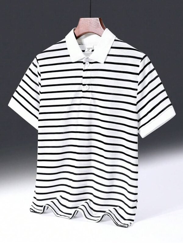 Camisa Tipo Polo De Rayas De Manga Corta Con Cuello Vuelto - Imagen 2
