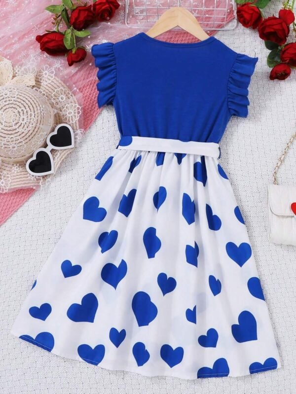 Vestido Con Estampado De Corazones Y Mangas Con Volantes Para Chicas - Imagen 2