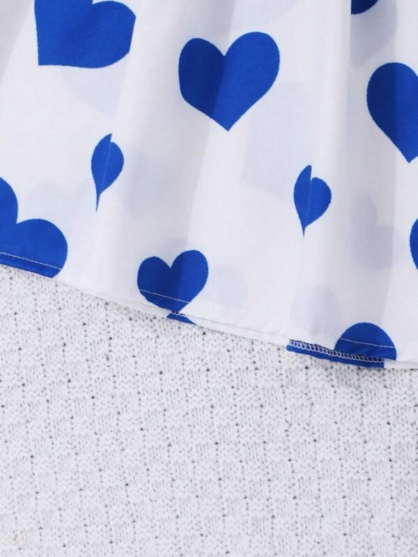 Vestido Con Estampado De Corazones Y Mangas Con Volantes Para Chicas - Imagen 3