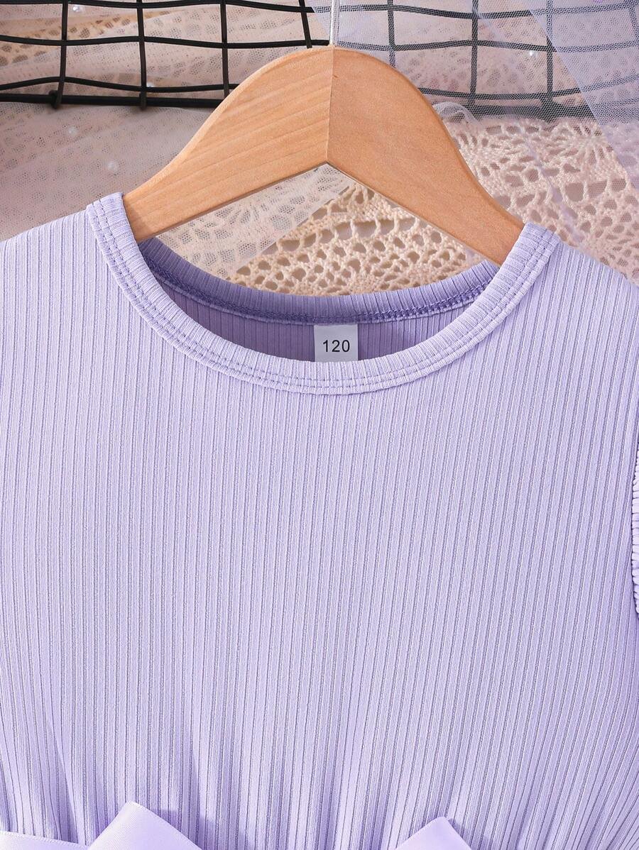 Vestido de verano elegante para niña joven, con cuello redondo y mangas cortas - Imagen 3