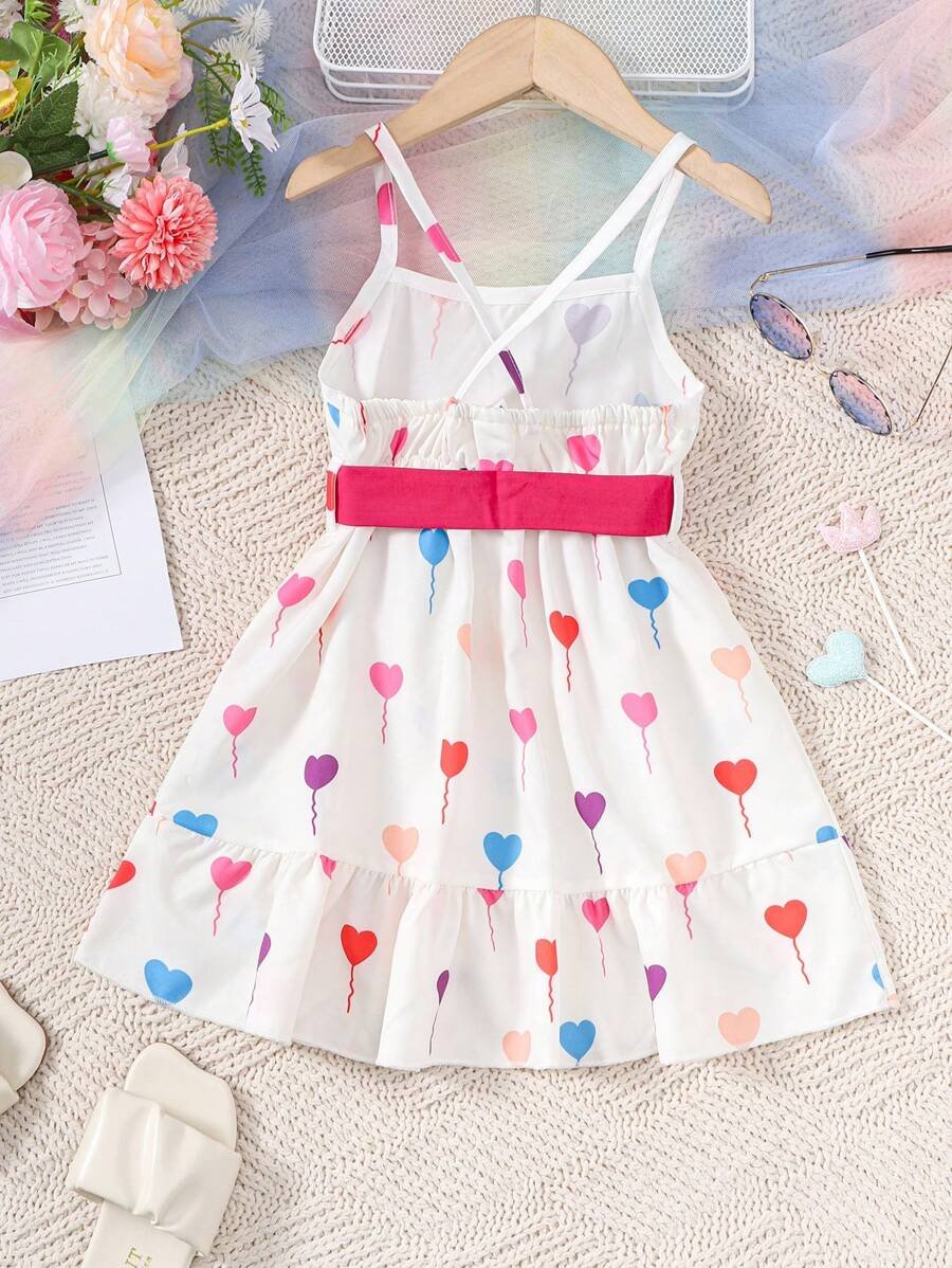 Vestido de tirantes spaghetti con estampado de corazones de amor - Imagen 2